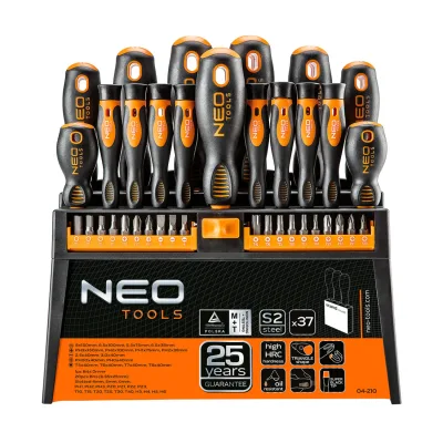 NEO Csavarhúzó készlet + bitek, 37db csavarhúzók és bitfej