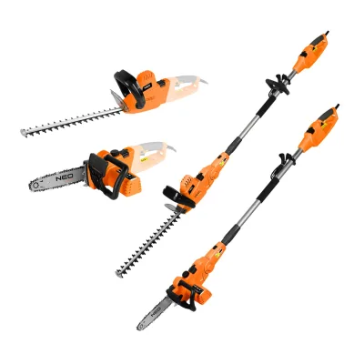 NEO Magassági láncfűrész és sövényvágó 2 az 1-ben, 750W/250mm / 550W/460mm, teleszkópos szár max: 267cm gép