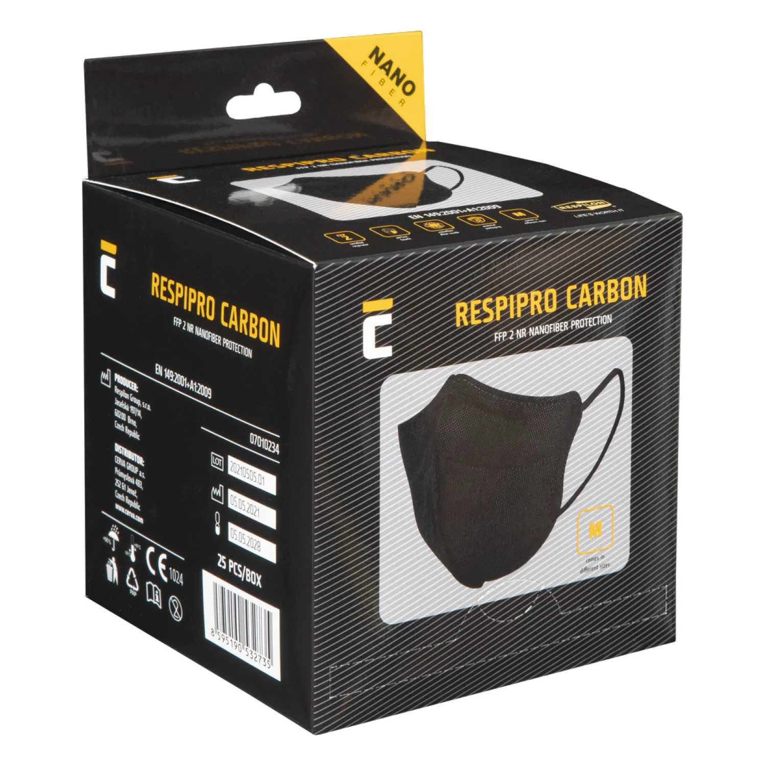 Cerva RespiPro Carbon FFP2 25db pormaszk
