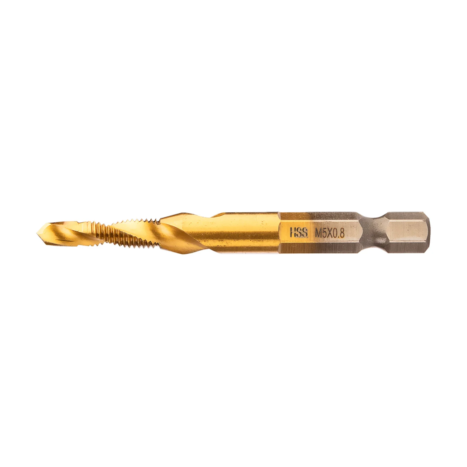 NEO Gépi menetfúró, 2az1ben előfúró éllel, HSS-Titán, M5X0,8mm, hatszög szárral