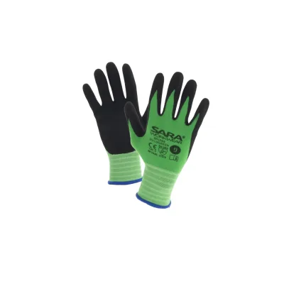 Sara Workwear Latex-mártott kesztyű RPL005 NYLOGREEN