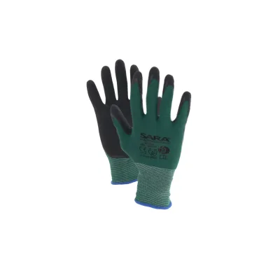 Sara Workwear Latex-mártott kesztyű RPL008 POLYGREEN