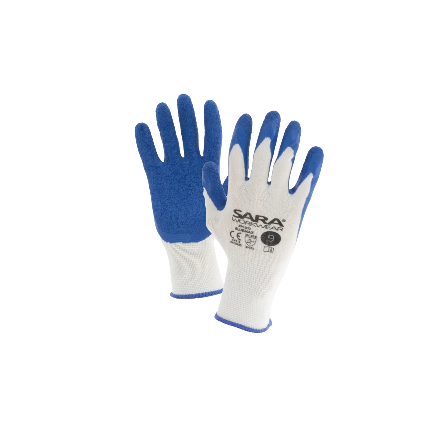 Sara Workwear Latex-mártott kesztyű RPL010 BLUEMAX Fehér