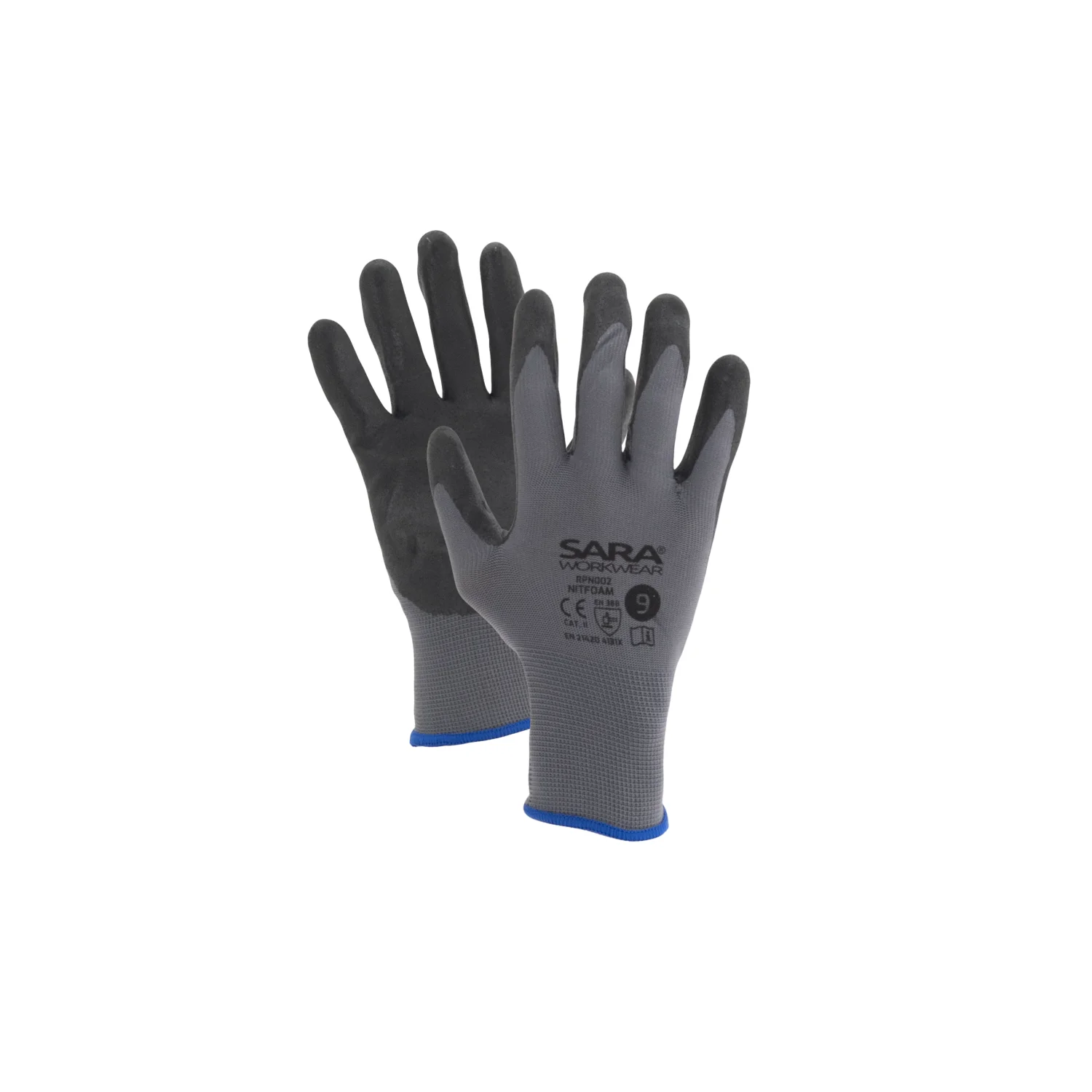Sara Workwear Nitril-mártott kesztyű RPN002 NITFOAM Sötétszürke