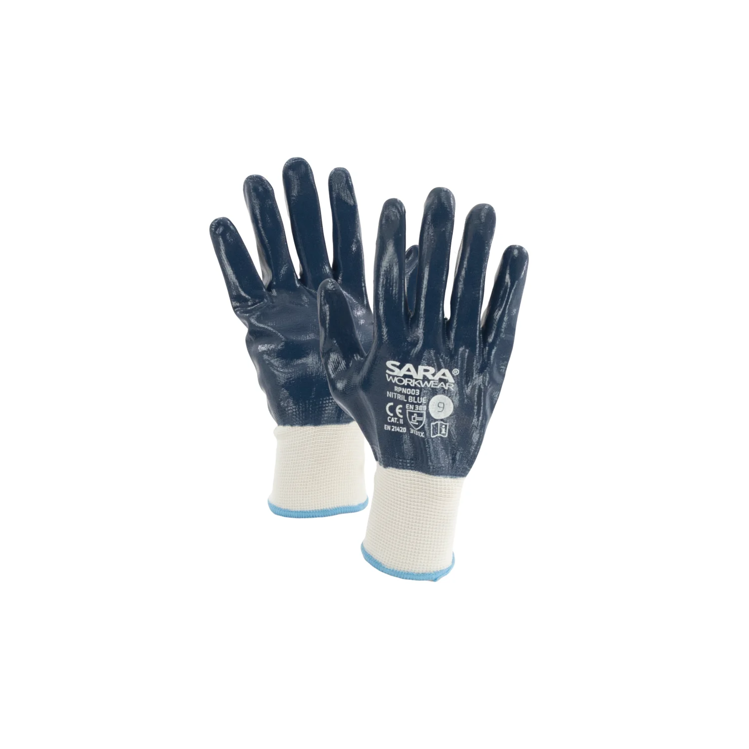 Sara Workwear Nitril-mártott kesztyű RPN003 NITRIL BLUE Kék