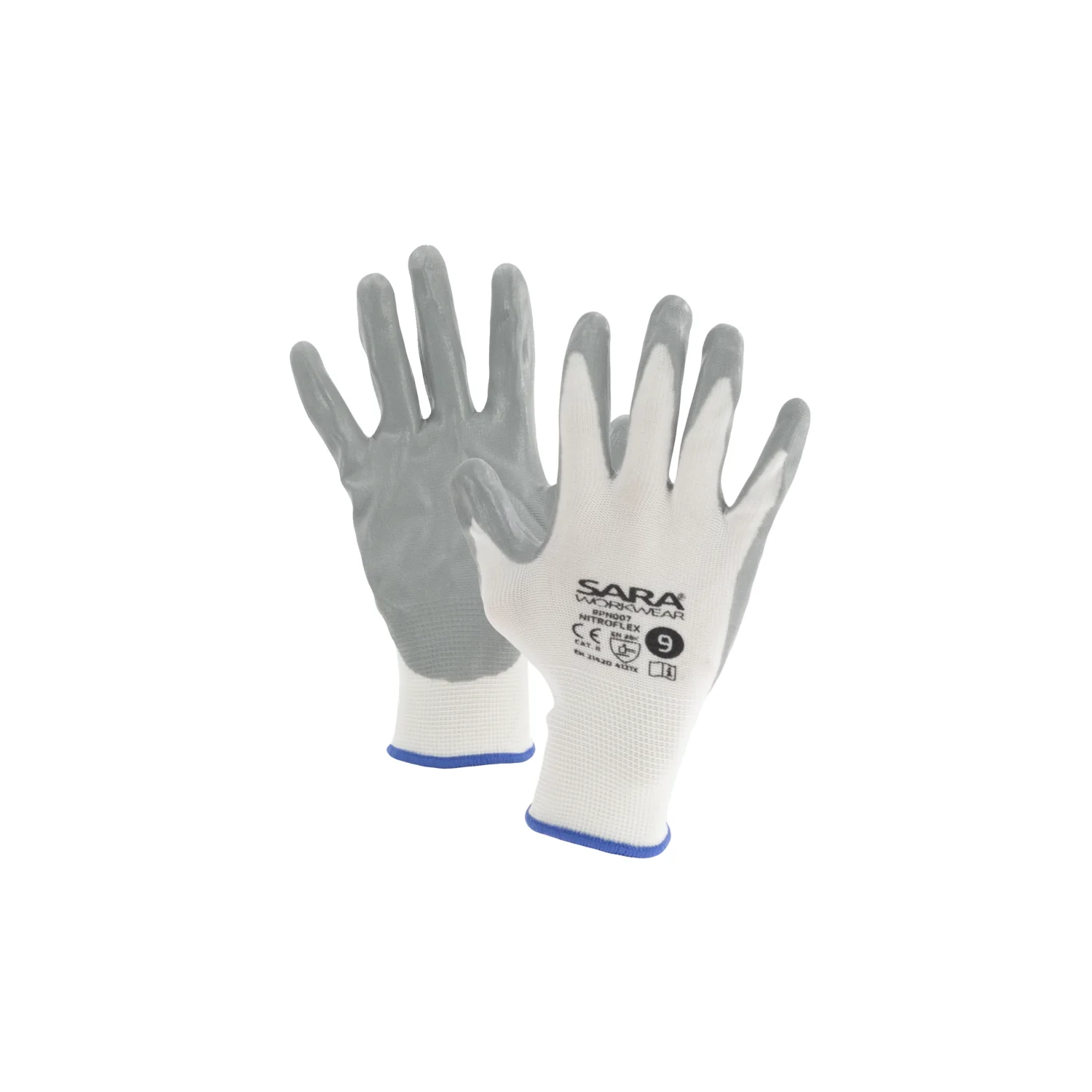 Sara Workwear Nitril-mártott kesztyű RPN007 NITROFLEX Fehér