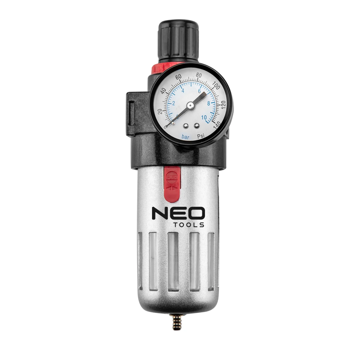NEO Pneumatikus víztelenítő szűrő 1/2", nyomásszabályzóval, fém