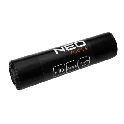 NEO Szemeteszsák, 240l, 120x150cm, 45mic, fekete, 10db építőipari kéziszerszám