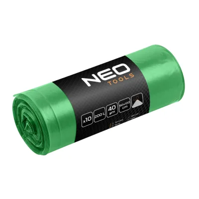 NEO Szemeteszsák 120L, 70x110cm, zöld, erősített húzószalagos, vastagság 40mic, 10db építőipari kéziszerszám