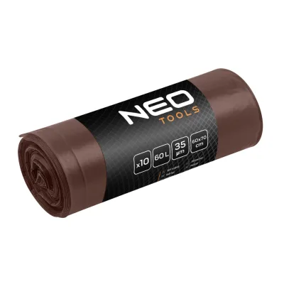 NEO Szemeteszsák 60L, 60x70cm, barna, erősített, vastagság 35mic, 10db építőipari kéziszerszám