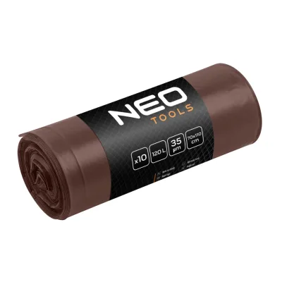 NEO Szemeteszsák 120L, 70x110cm, barna, erősített, vastagság 35mic, 10db építőipari kéziszerszám