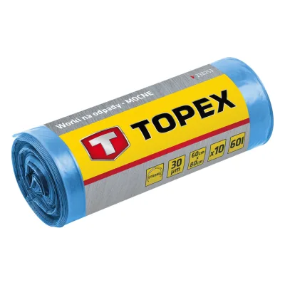 TOPEX Szemeteszsák 240L, 120x150cm, kék, nagyon erős, vastagság 45 mic, LDpe fólia, 10db építőipari kéziszerszám