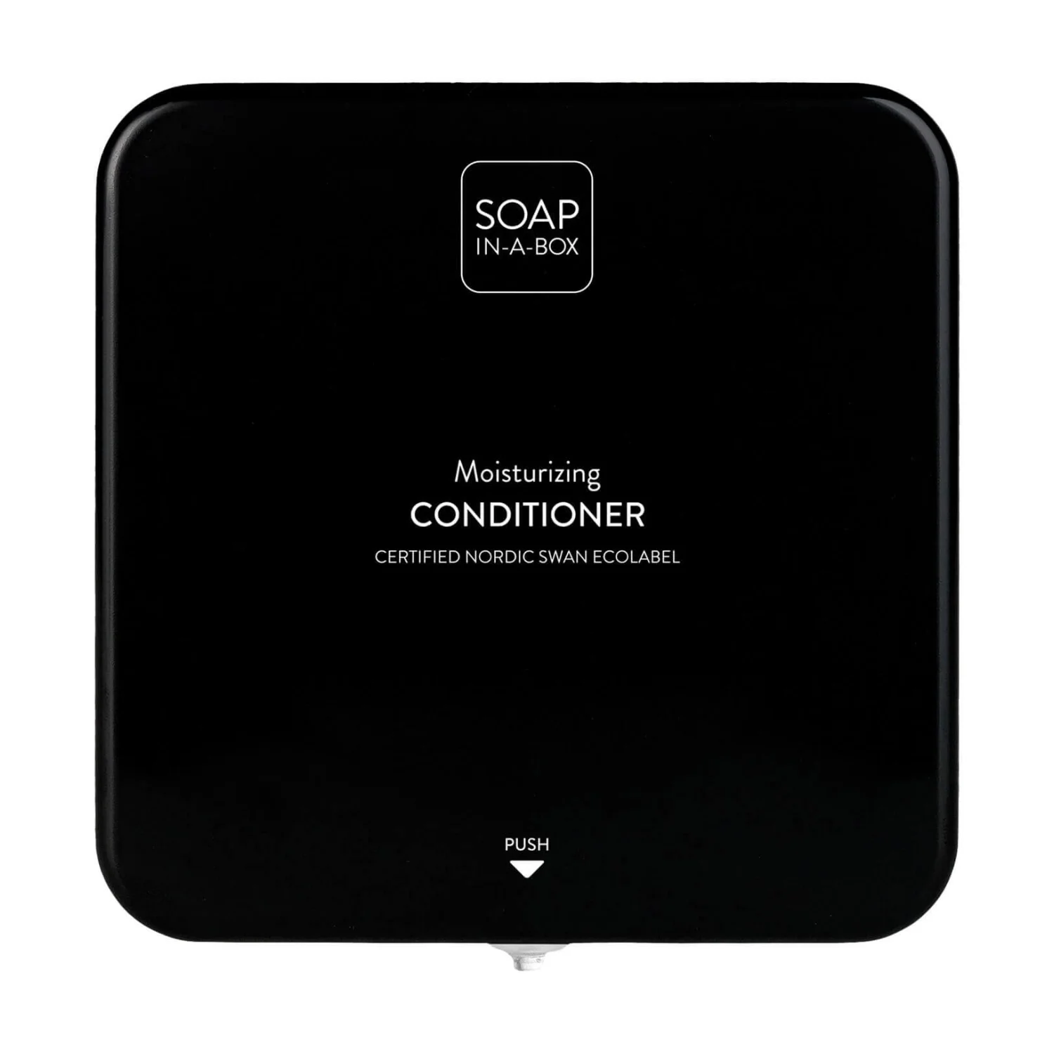 Nordik Soap-In-A-Box fényes fekete hajkondicionáló adagoló, előlap