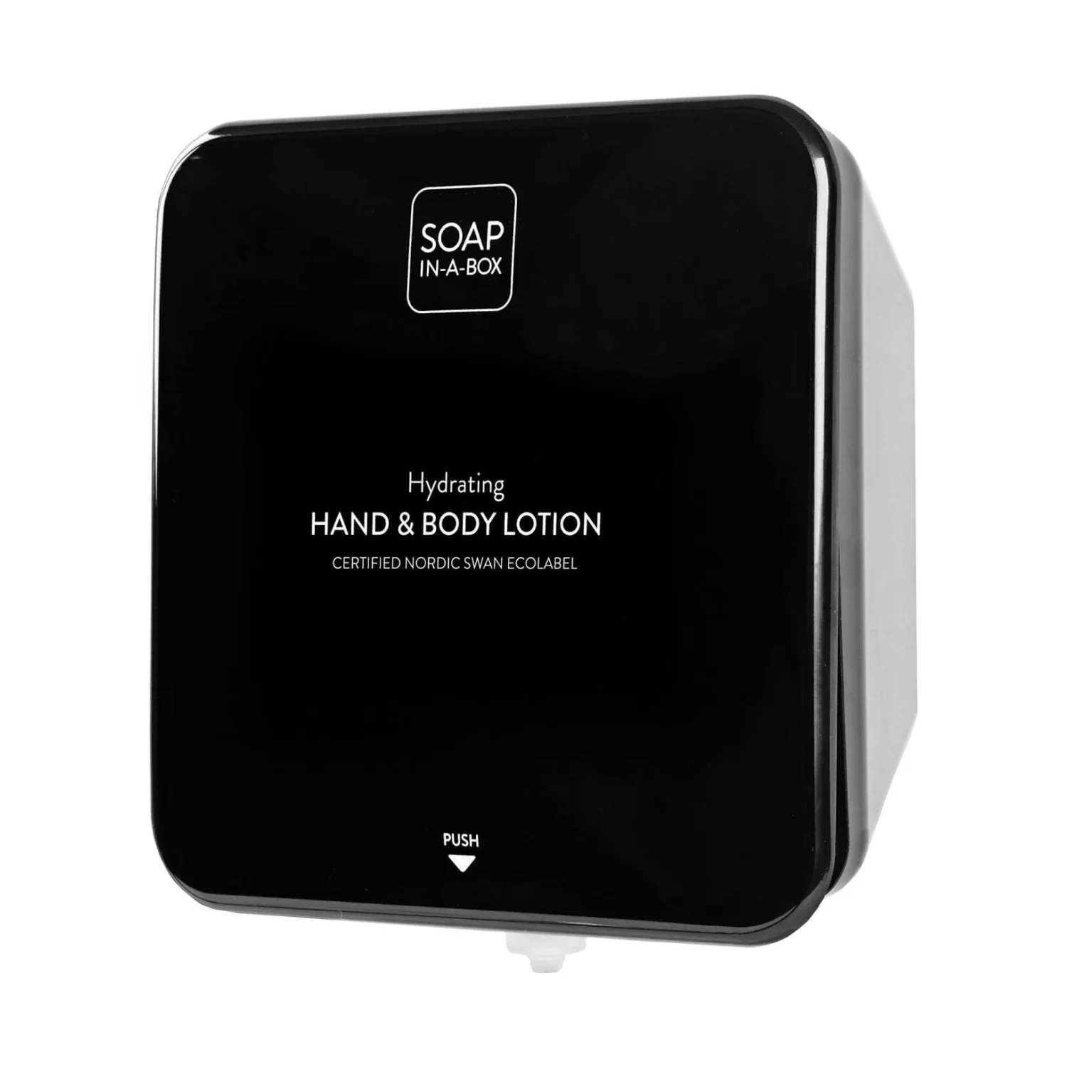 Nordik Soap-In-A-Box fényes fekete kéz- és testápoló adagoló