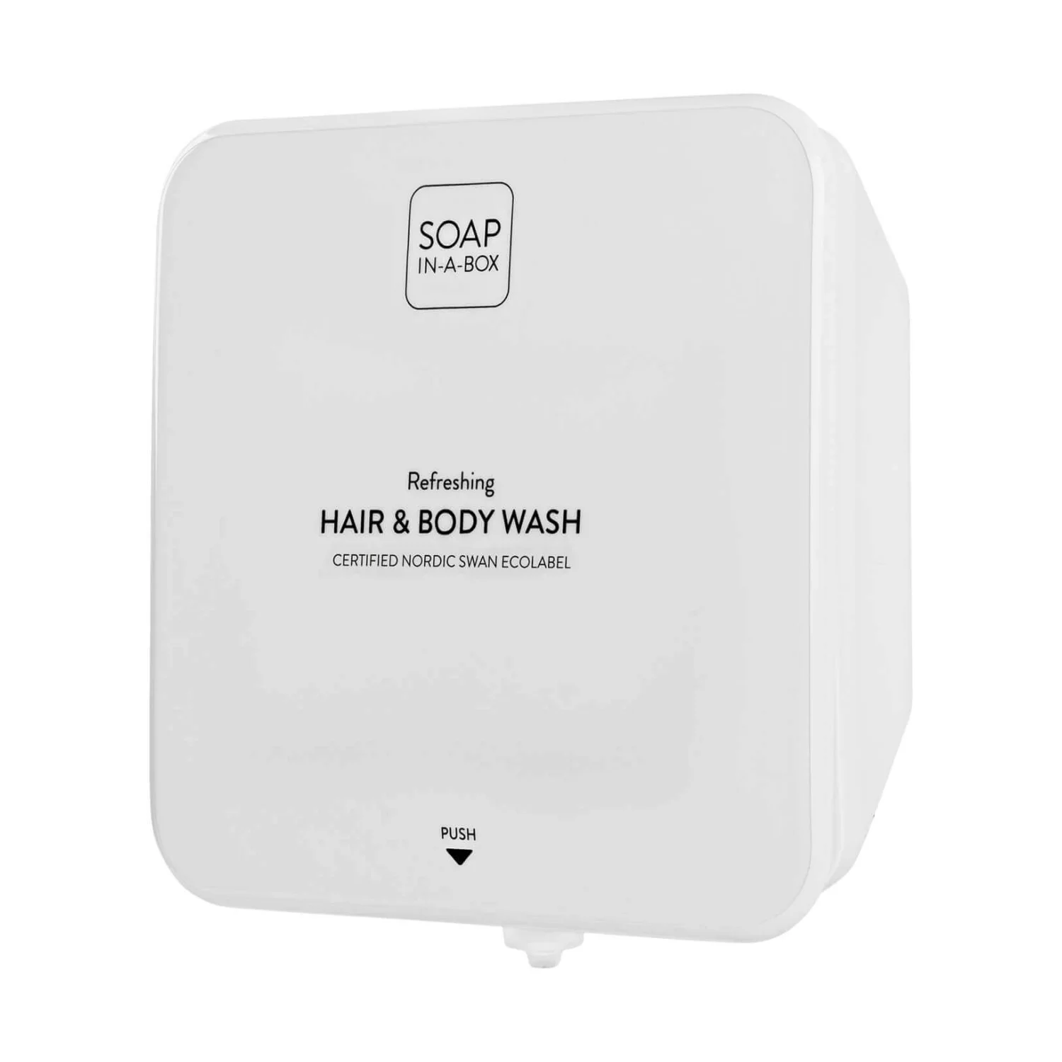 Nordik Soap-In-A-Box fényes fehér tusfürdő és sampon adagoló