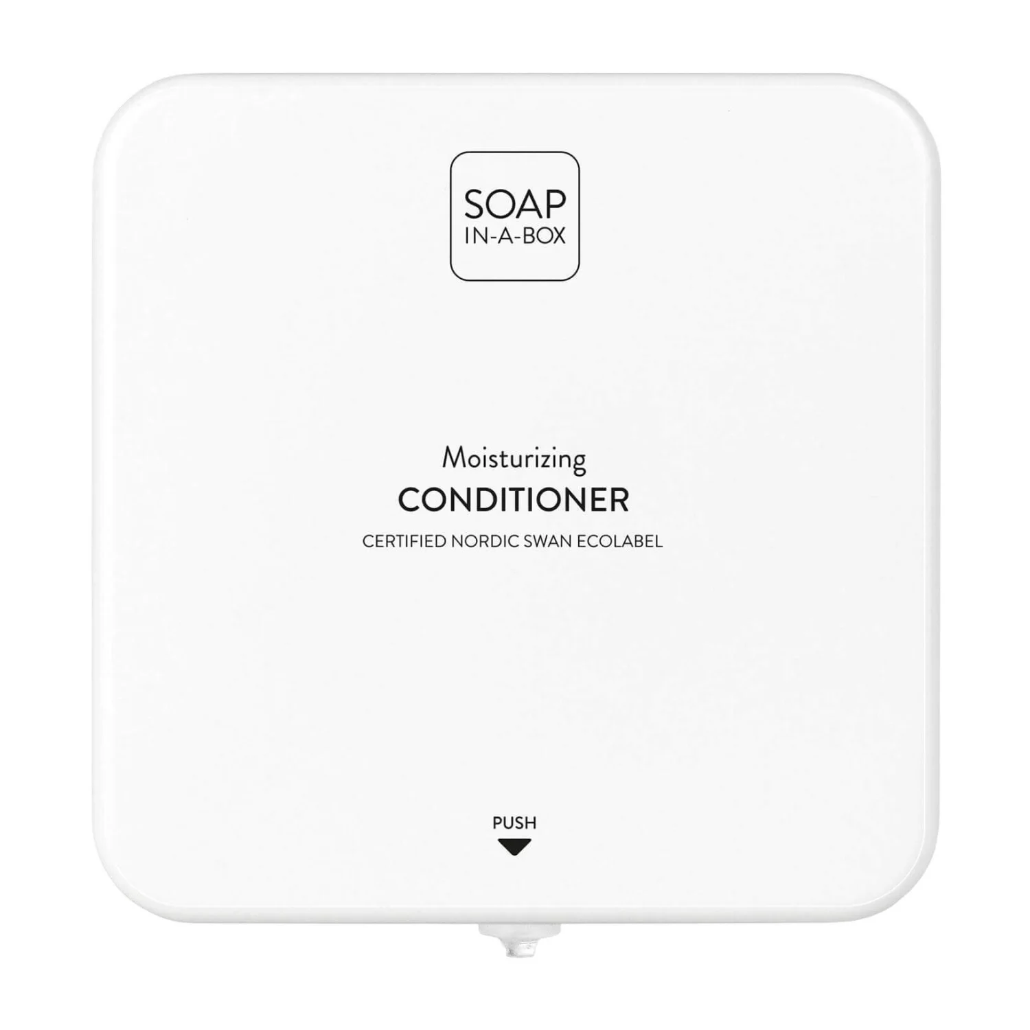 Nordik Soap-In-A-Box fényes fehér hajkondicionáló adagoló, előlap
