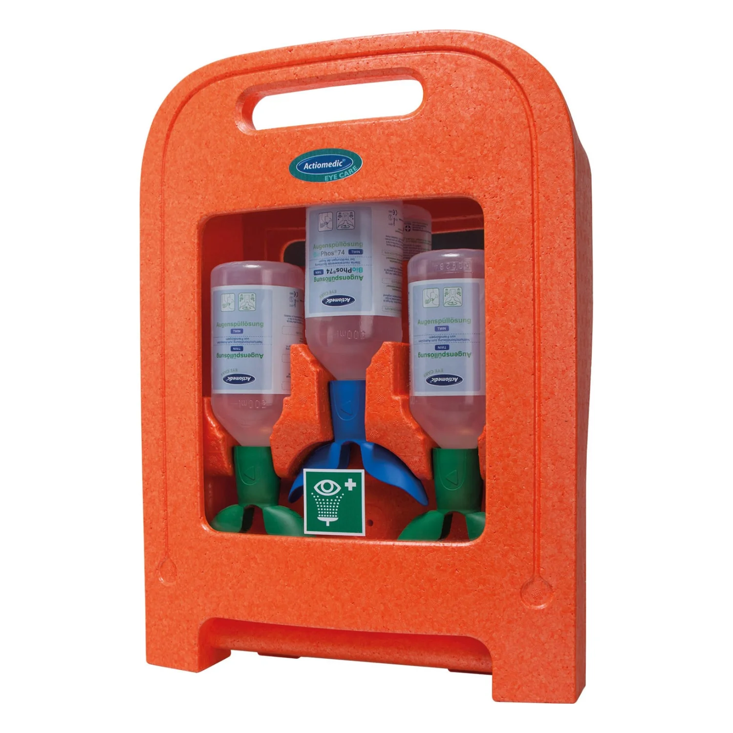 Actiomedic EYE CARE Medi2Protect TWIN I szemkimosó állomás 2 x 500 ml TWIN 0.9% nátrium-klorid oldattal + 1 x 500 ml TWIN Bio