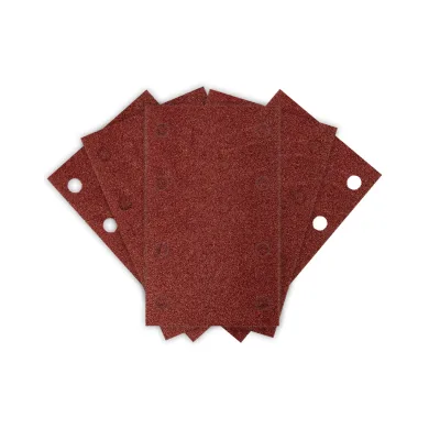 NEO Csiszolópapír, tépőzáras, 80x130mm, P80, 8 lyukas, 04-623-hoz, 5db csiszolólapok és -szalag