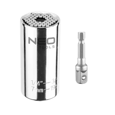 NEO Univerzális dugókulcs 7-19mm, 1/4" alumínium-3/4"