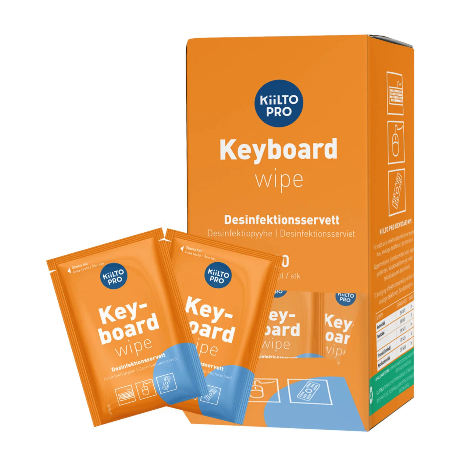 Kiilto Pro Keyboard Wipes billentyűzet fertőtlenítő kendő, 80 db