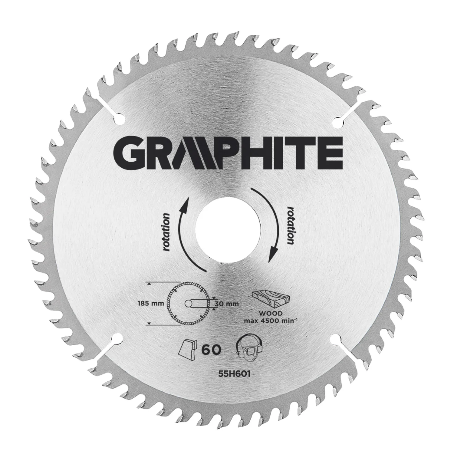 GRAPHITE Körfűrészlap keményfém fogakkal, 185x30mm, 60 fog