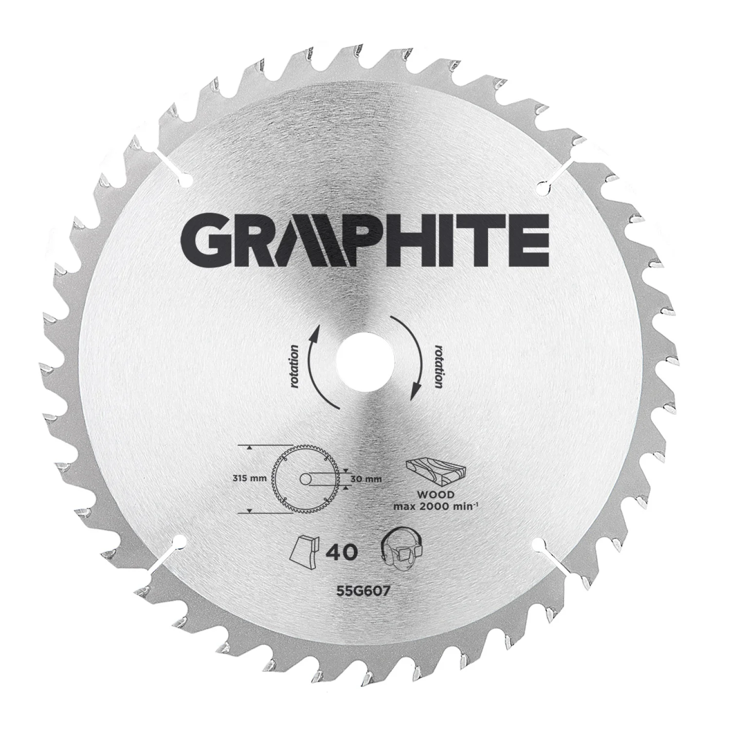 GRAPHITE Körfűrészlap keményfém fogakkal, 315x30mm, 40 fog