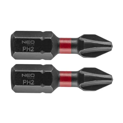 NEO Torziós ütvecsavarozó bit PH2x25mm, 2db csavarhúzók és bitfej