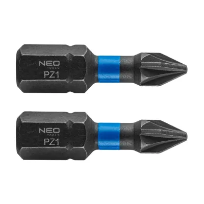 NEO Torziós ütvecsavarozó bit PZ1x25mm, 2db csavarhúzók és bitfej