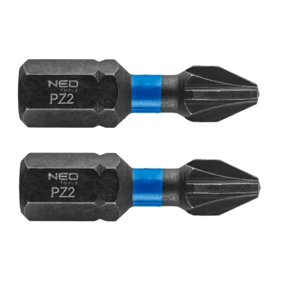 NEO Torziós ütvecsavarozó bit PZ2x25mm, 2db csavarhúzók és bitfej