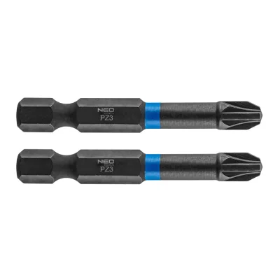 NEO Torziós ütvecsavarozó bit PZ3x50mm, 2db csavarhúzók és bitfej