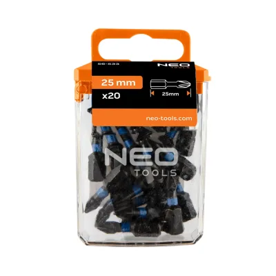 NEO Torziós ütvecsavarozó bit PZ1x25mm, 20db csavarhúzók és bitfej