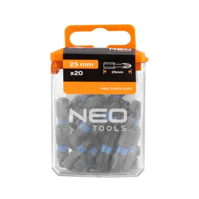 NEO Torziós ütvecsavarozó bit PZ4x25mm, 20db csavarhúzók és bitfej