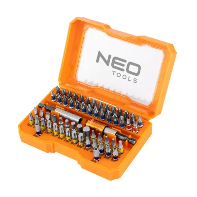 NEO Csavarhúzó bitkészlet, 60db, bitek 25mm-58db, mágneses bittartók 2db csavarhúzók és bitfej