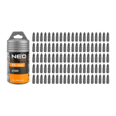 NEO Csavarhúzó bitkészlet PH2, 25mm, 100db csavarhúzók és bitfej