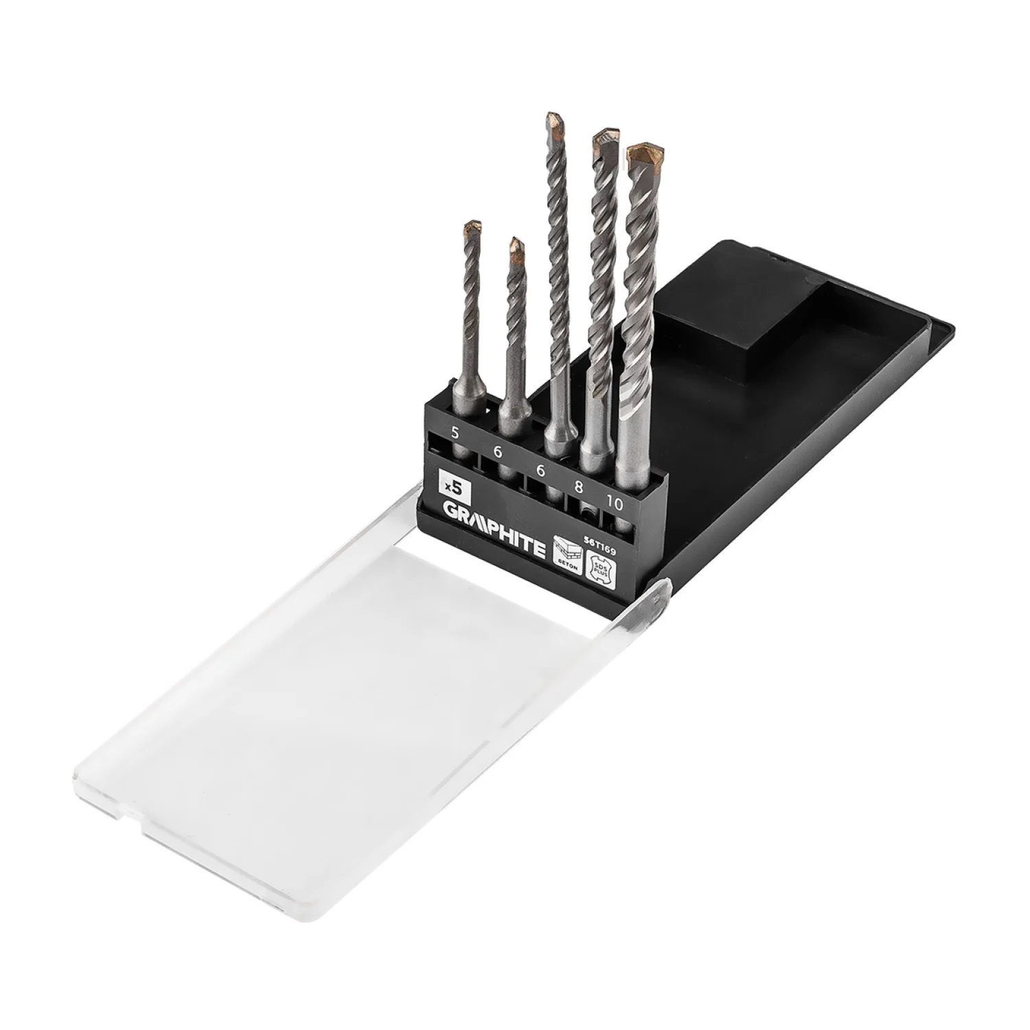 GRAPHITE Betonfúró készlet, SDS PLUS, 2 élű, dupla spirálos, 5-10mm 5db-os
