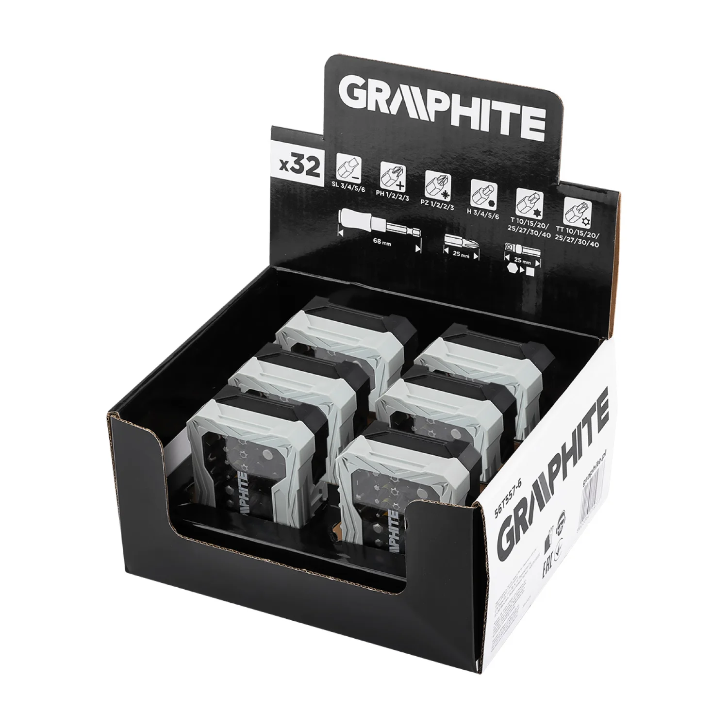 GRAPHITE Csavarhúzó bitkészlet 56T557 6db, displayben
