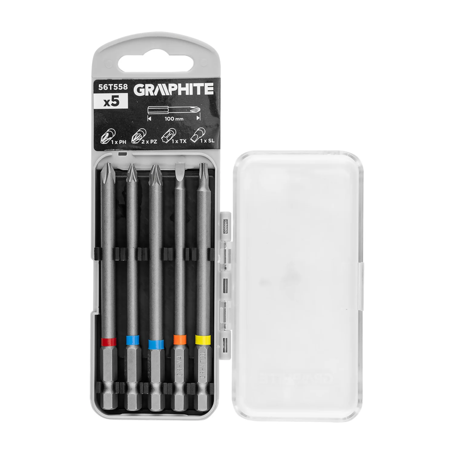 GRAPHITE Csavarhúzó bitkészlet 100mm műanyag tokban, 5db