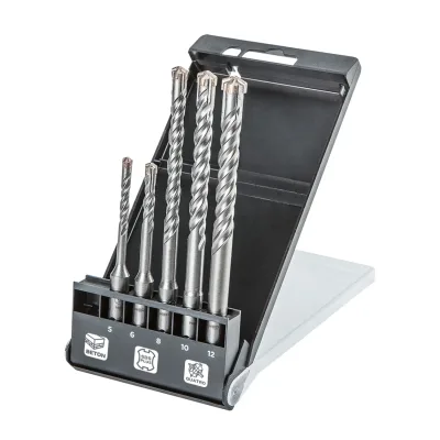 NEO Betonfúró készlet SDS PLUS 5, 6 x110mm + 8, 10, 12 x160mm, 4 élű, 5db fúrószár