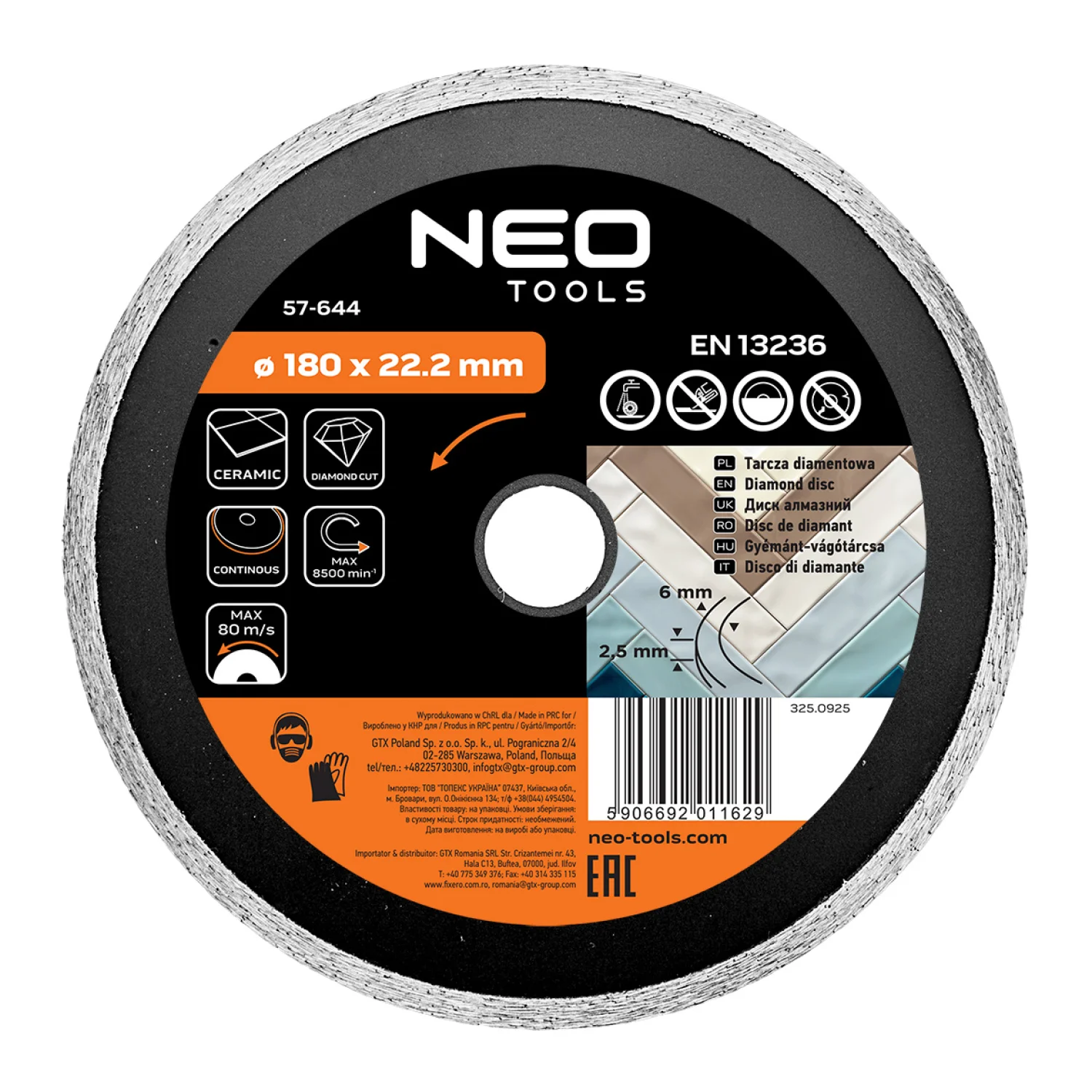 NEO Gyémánt vágókorong 180mm vizes