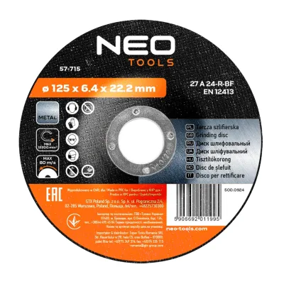 NEO Tisztítókorong fém 125x6.4mm, min. rendelés: 5db