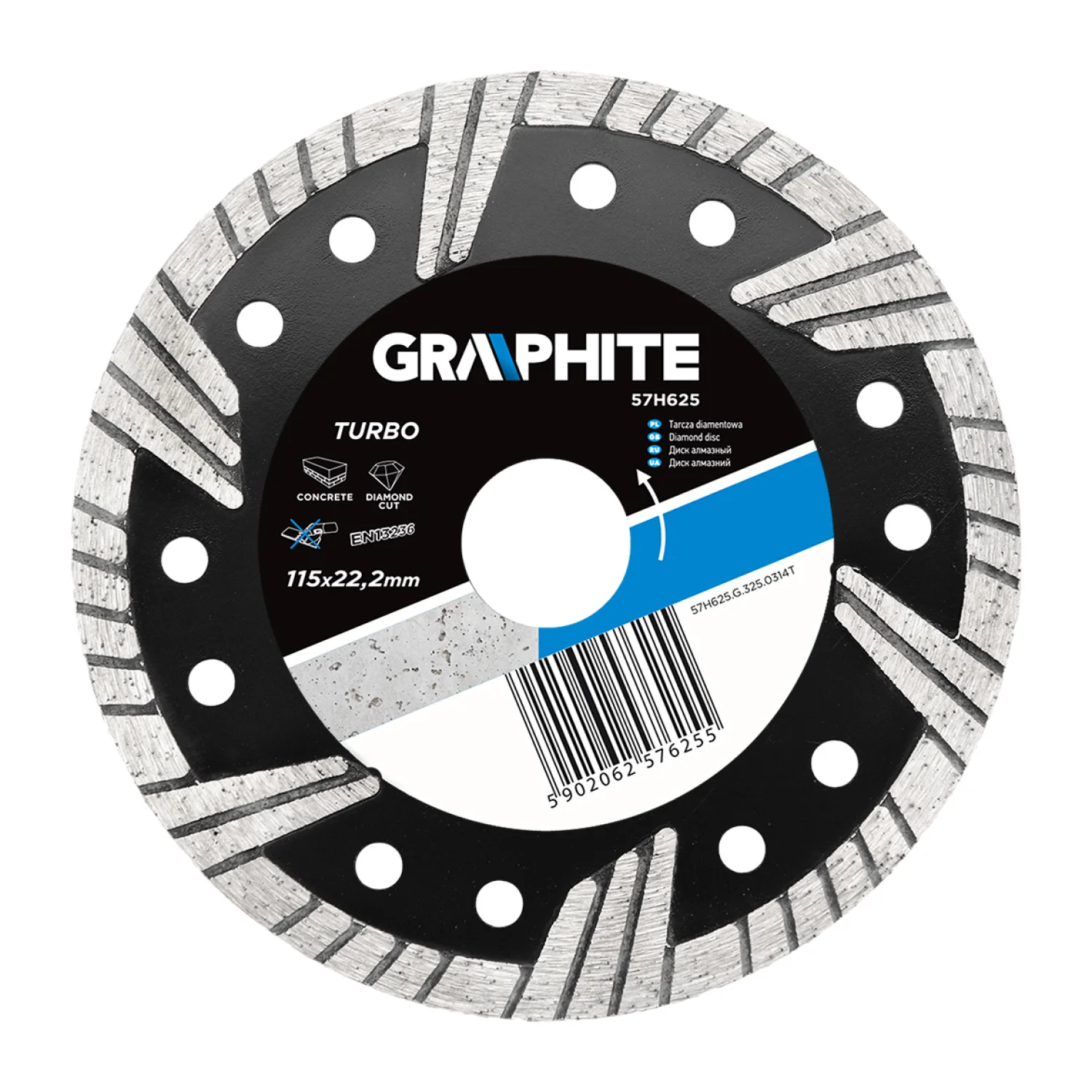 GRAPHITE Gyémánt vágókorong 115mm turbo