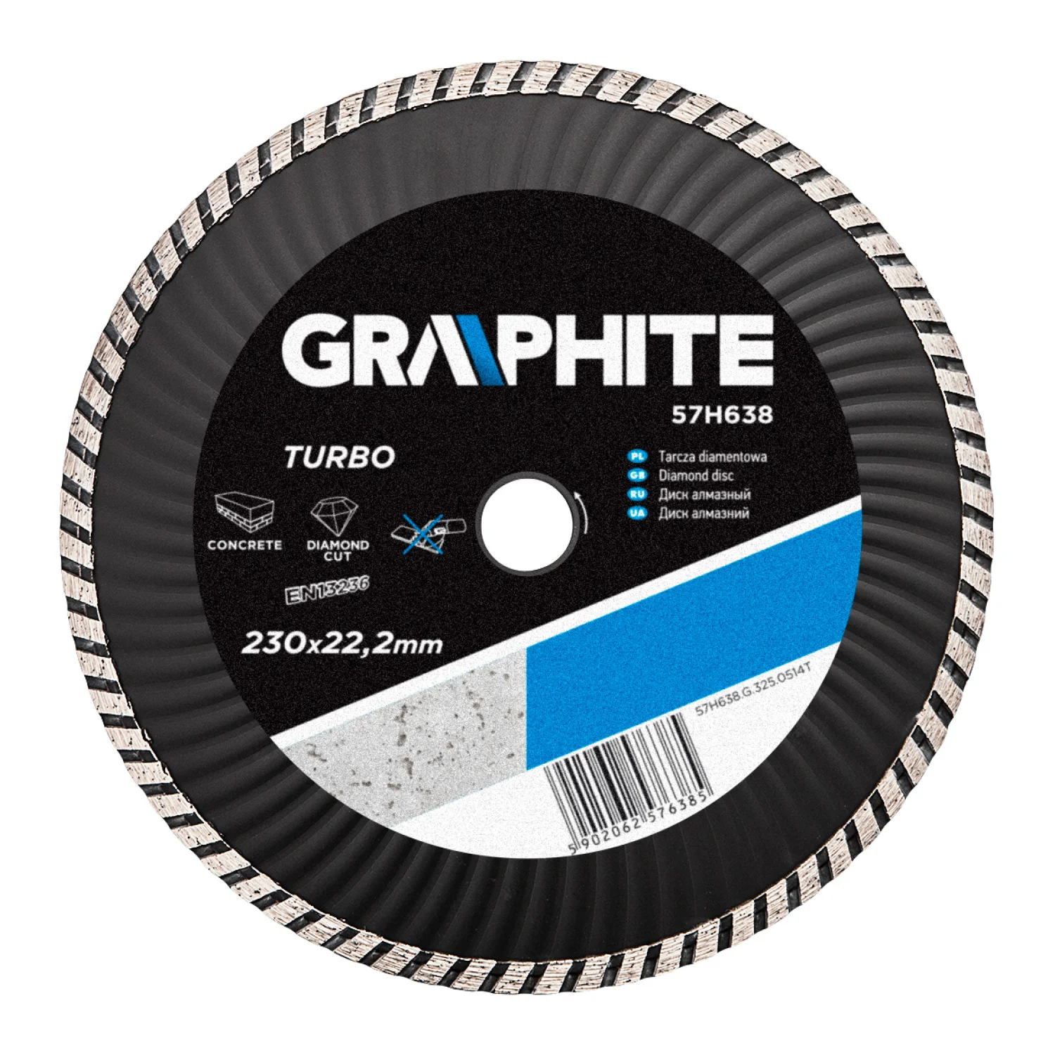 GRAPHITE Gyémánt vágókorong 230mm turbo hűtőbordás