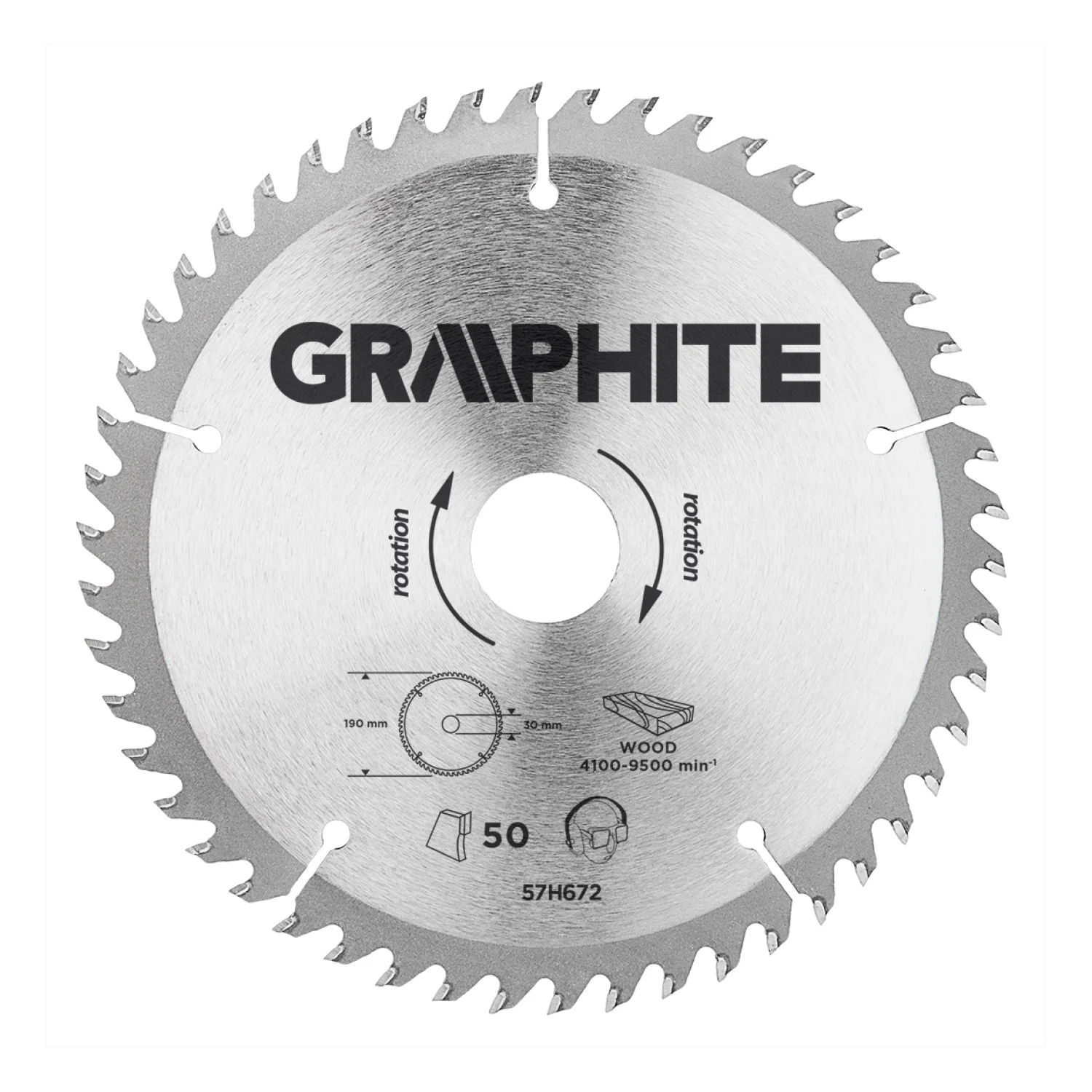 GRAPHITE Körfűrészlap keményfém fogakkal, 190x30mm, 50 fog