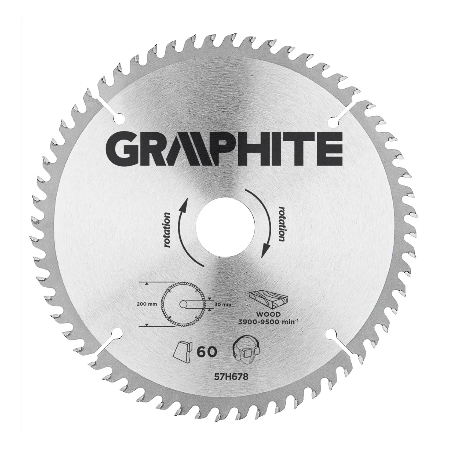 GRAPHITE Körfűrészlap keményfém fogakkal, 200x30mm, 60 fog