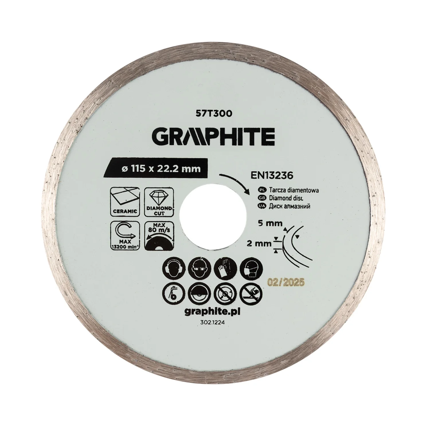 GRAPHITE Gyémánt vágókorong 115x22.2mm, vizes