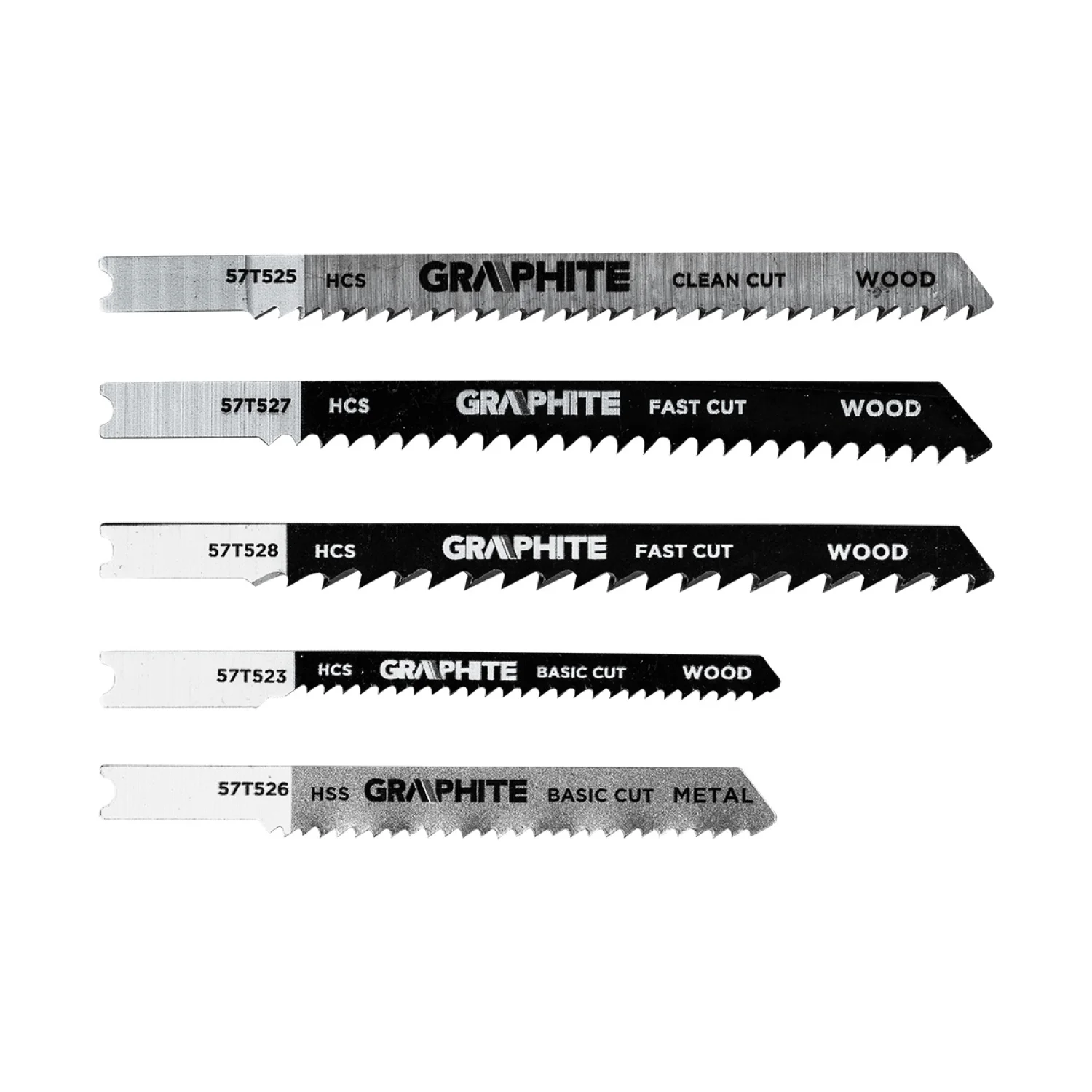GRAPHITE Dekopírfűrészlap készlet, U-befogó, HCS, fém-fa-műanyag, 5db-os