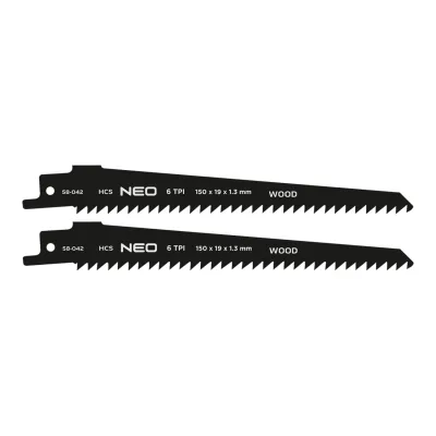 NEO Orrfűrészlap, HCS, 150x19x1.25mm, 6TPI, 2db