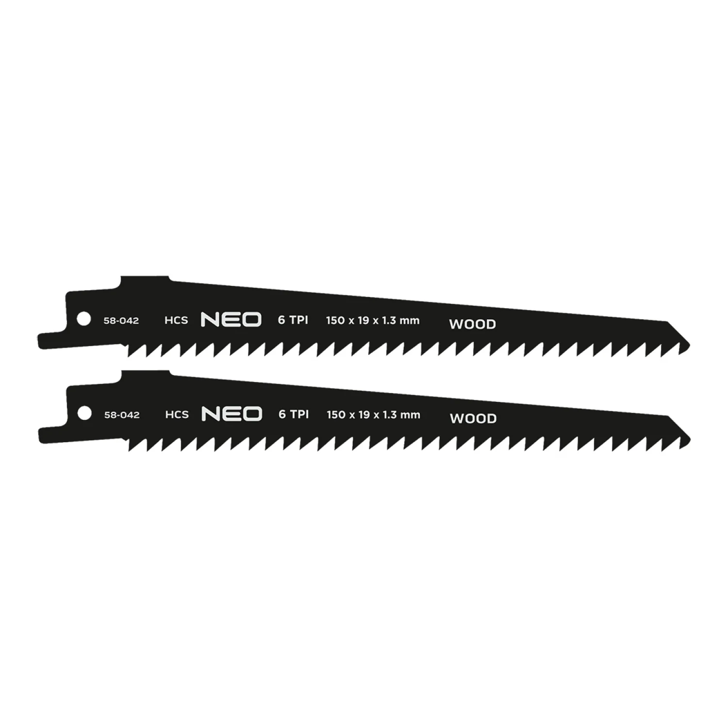 NEO Orrfűrészlap, HCS, 150x19x1.25mm, 6TPI, 2db