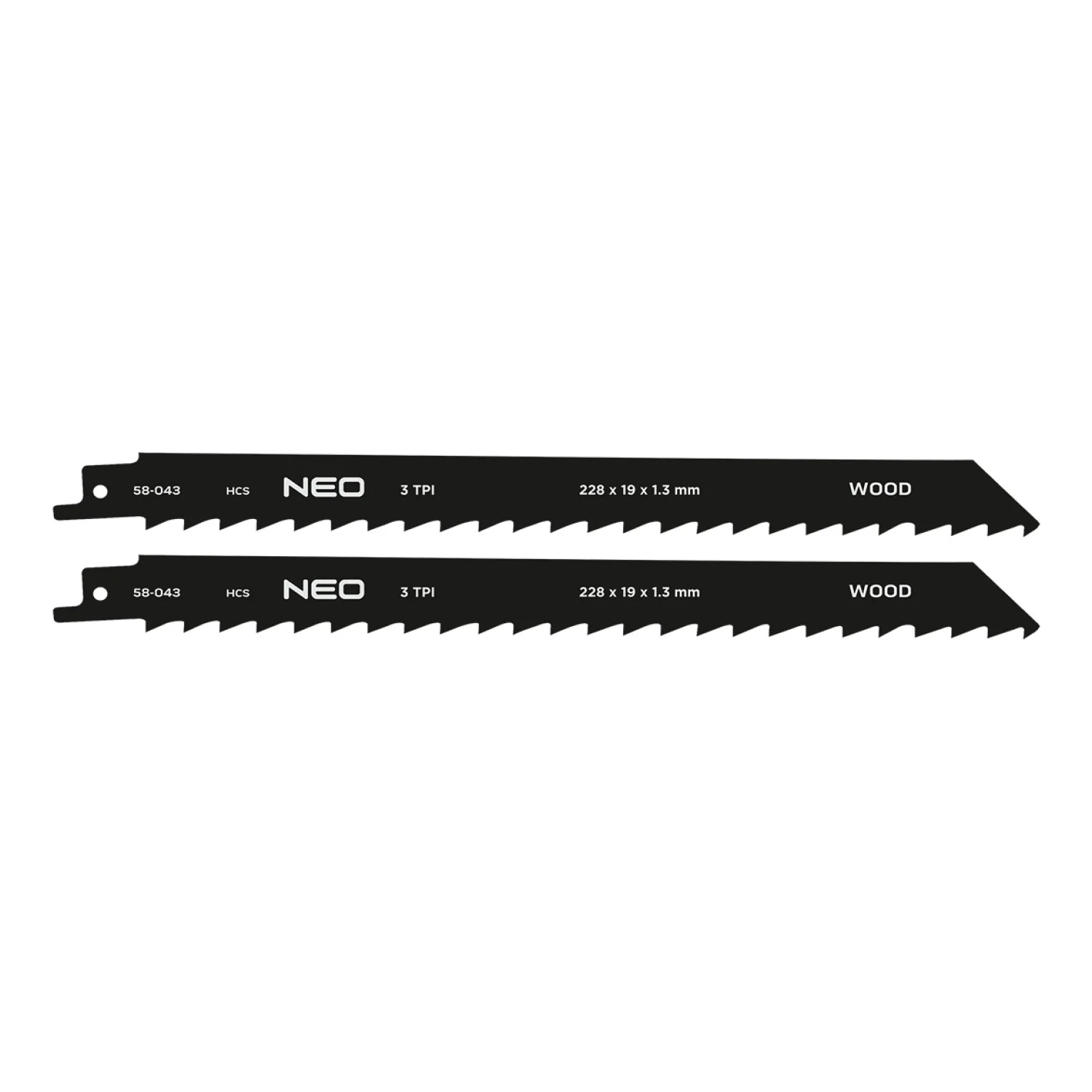 NEO Orrfűrészlap, HCS, 225x19x1.25mm, 3TPI, 2db