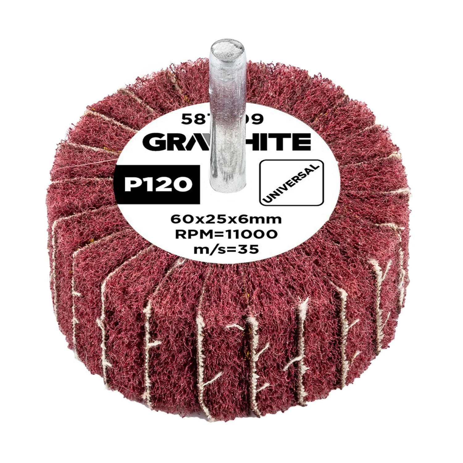 GRAPHITE Csiszolókerék csapos 60x25x6mm, P120